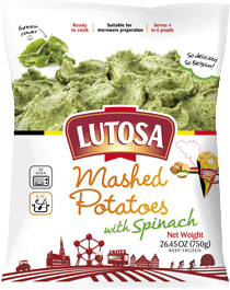 Lutosa Mashed Potatoes with Spinach Packaging